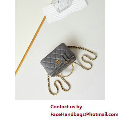 Chanel Lambskin, Resin  &  Gold-Tone Metal Clutch with Chain Bag AP3820 Dark Gray 2025